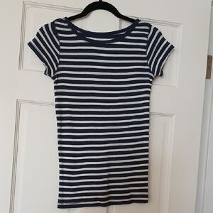 New-GAP Navy Blue & White Striped  Cap Sleeve ,Boat Neck  Cotton Tee